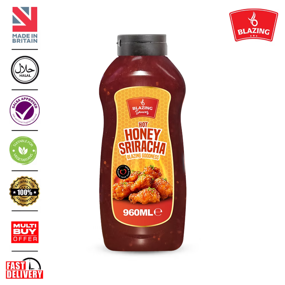 Blazing Honey Sriracha Wings Sauce 960ml, Sweet and Spicy Sticky Glaze