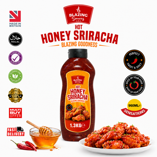 Blazing Honey Sriracha Wings Sauce 1.3KG, Sweet and Spicy Sticky Glaze