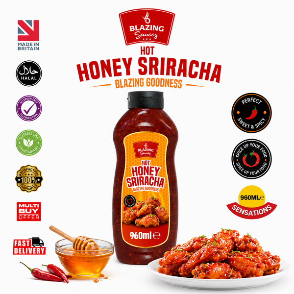 Blazing Honey Sriracha Wings Sauce 960ml, Sweet and Spicy Sticky Glaze