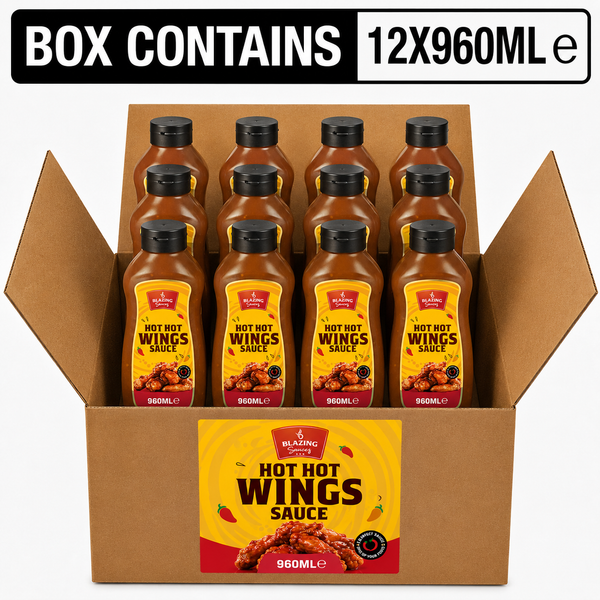 Blazing Hot Hot Wing Sauce 960ml, Extra Hot Chicken Wing Sauce, Dip and Glaze
