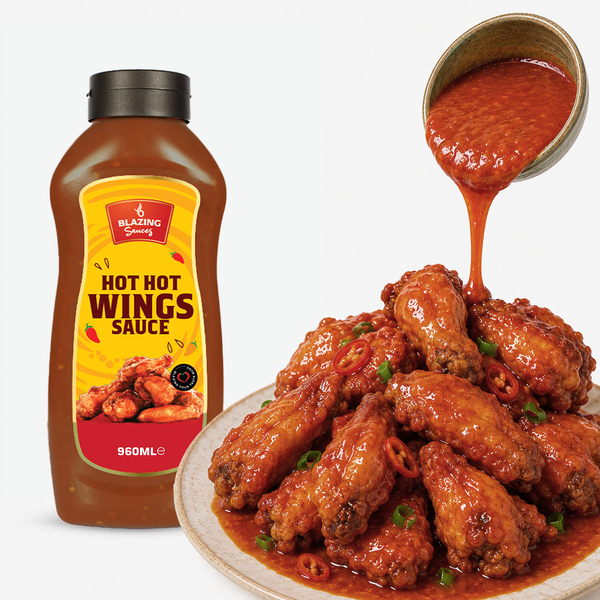 Blazing Hot Hot Wing Sauce 960ml, Extra Hot Chicken Wing Sauce, Dip and Glaze
