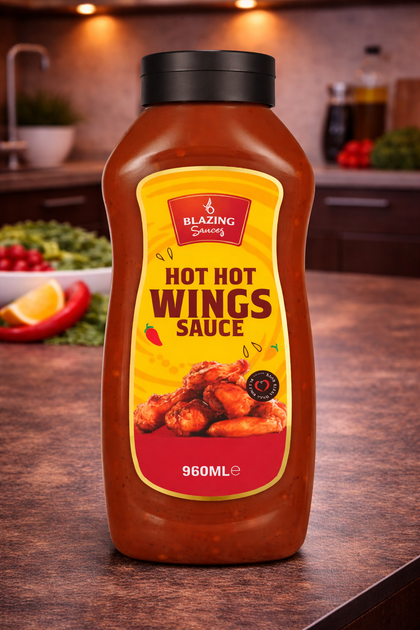 Blazing Hot Hot Wing Sauce 960ml, Extra Hot Chicken Wing Sauce, Dip and Glaze