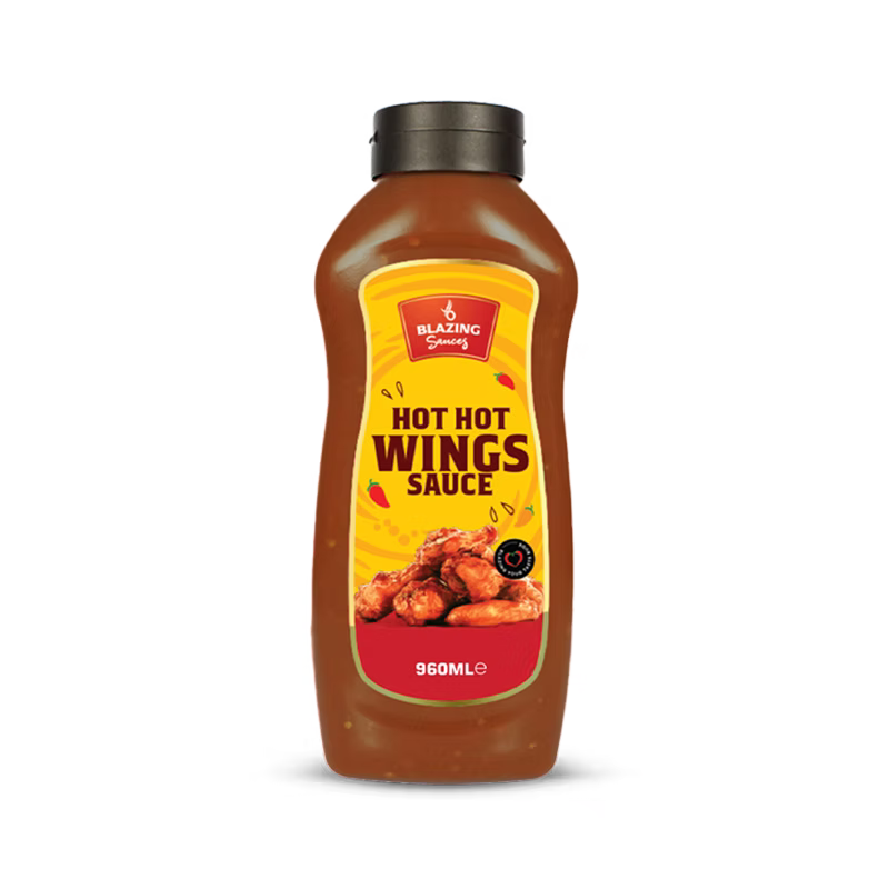 Blazing Hot Hot Wing Sauce 960ml, Extra Hot Chicken Wing Sauce, Dip and Glaze