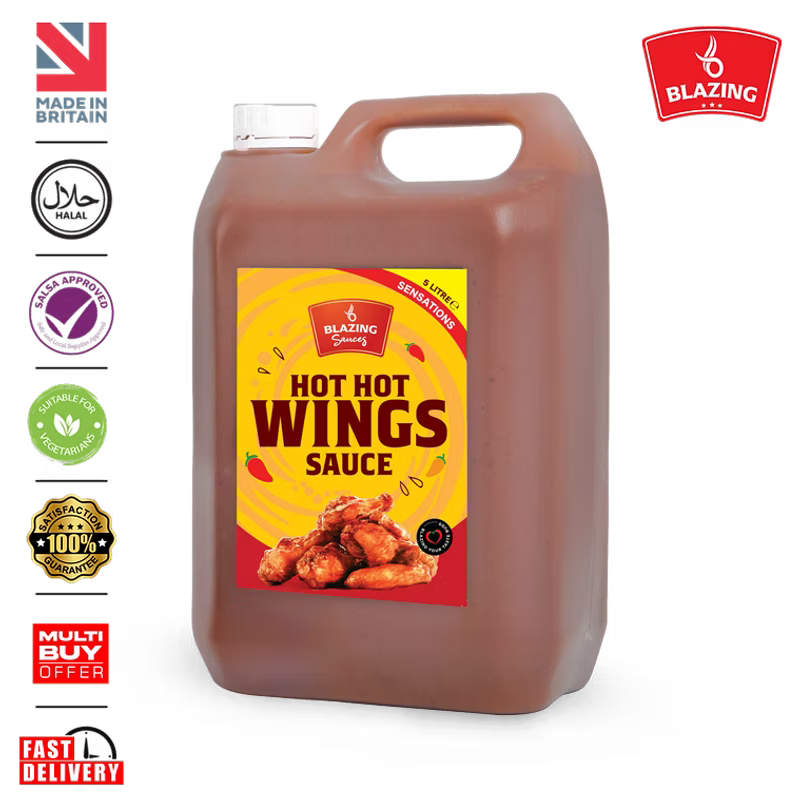 Blazing Hot Hot Wing Sauce 5kg, Extra Hot Chicken Wing Sauce, Dip and Glaze