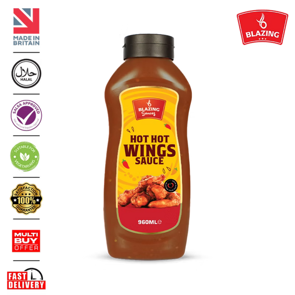 Blazing Hot Hot Wing Sauce 960ml, Extra Hot Chicken Wing Sauce, Dip and Glaze