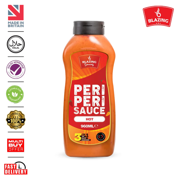 Blazing Hot Peri Peri Sauce 960ml, Fiery Chicken Baste, Dip & Marinade