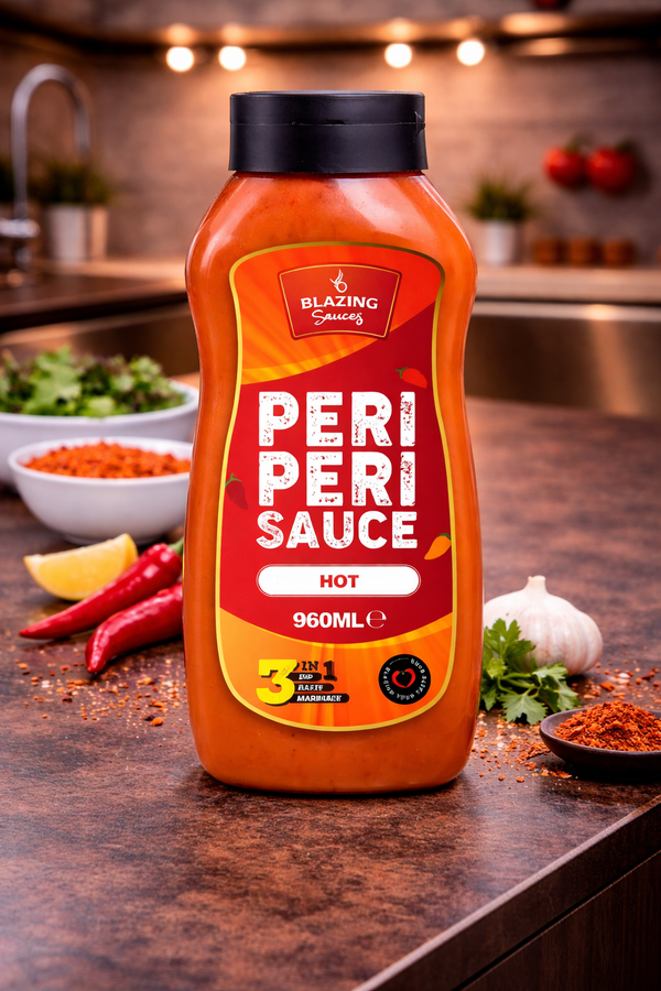 Blazing Hot Peri Peri Sauce 960ml, Fiery Chicken Baste, Dip & Marinade