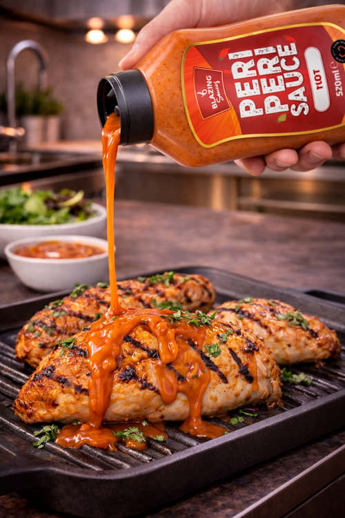 Blazing Hot Peri Peri Sauce 520ml, Fiery Chicken Baste, Dip & Marinade