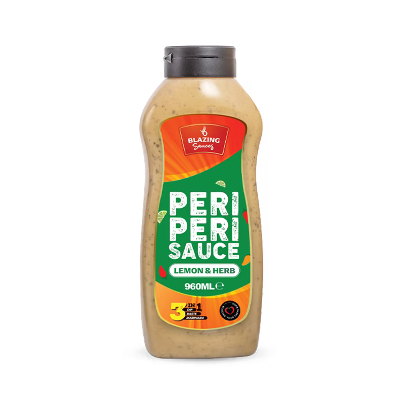 Blazing Lemon & Herb Peri Peri Sauce 960ml, Zesty Chicken Baste, Dip & Marinade