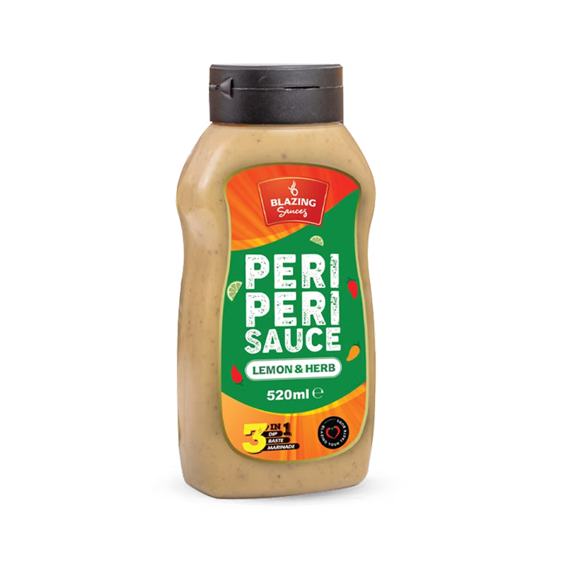 Blazing Lemon & Herb Peri Peri Sauce 520ml, Zesty Chicken Baste, Dip & Marinade