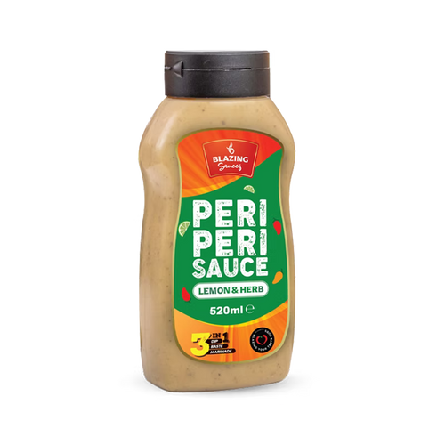 Blazing Lemon & Herb Peri Peri Sauce 520ml, Zesty Chicken Baste, Dip & Marinade