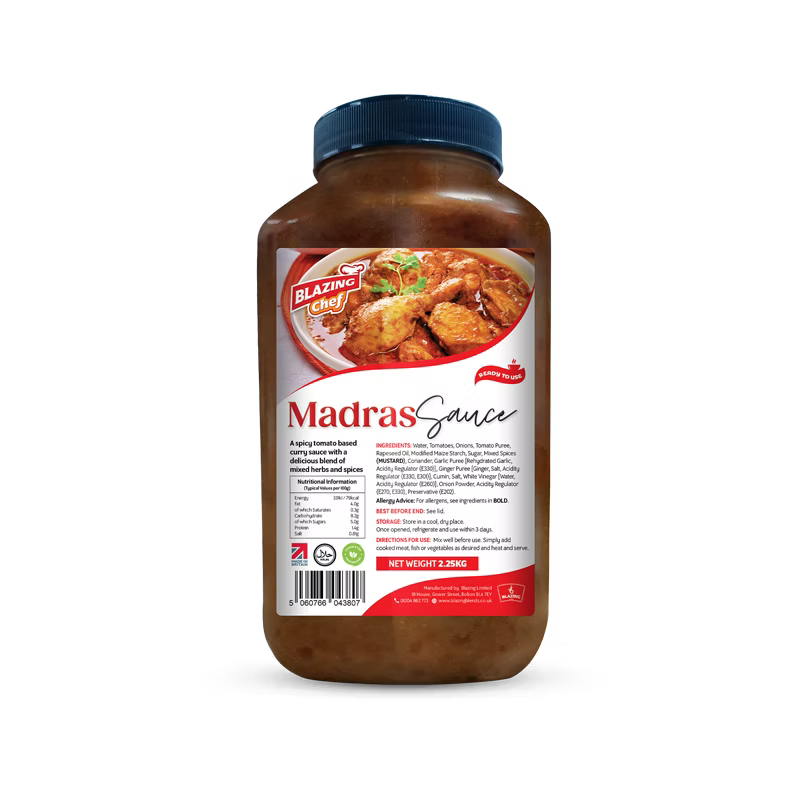 Blazing Madras Curry Sauce 2.25kg, Rich & Spicy Ready-to-Use Indian Style Sauce