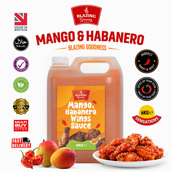 Blazing Mango Habanero Sauce 5kg, Sweet Heat Peri Peri Glaze & Marinade