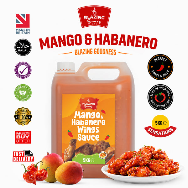 Blazing Mango Habanero Sauce 5kg, Sweet Heat Peri Peri Glaze & Marinade