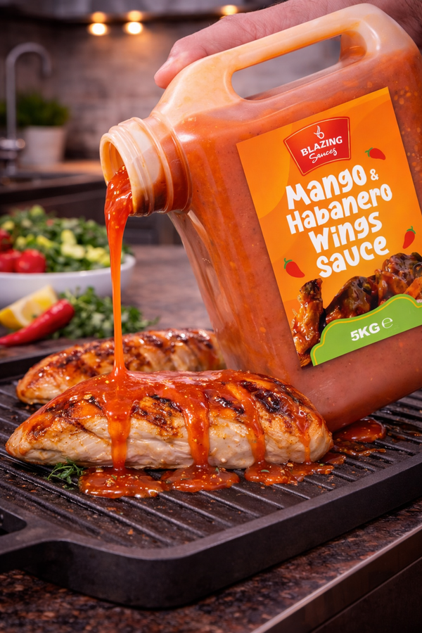 Blazing Mango Habanero Sauce 5kg, Sweet Heat Peri Peri Glaze & Marinade