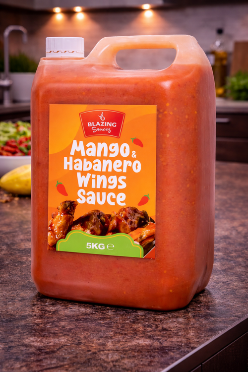 Blazing Mango Habanero Sauce 5kg, Sweet Heat Peri Peri Glaze & Marinade