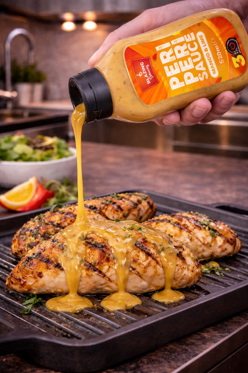 Blazing Peri Peri Mango & Lime Sauce 520ml, Sweet & Zesty Chicken Glaze, Dip & Marinade