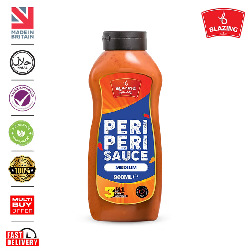 Blazing Medium Peri Peri Sauce 960ml, Bold & Balanced Peri Heat