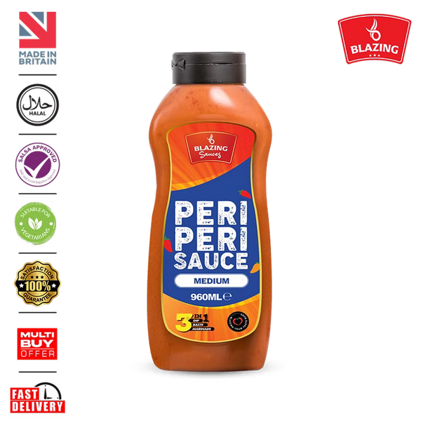 Blazing Medium Peri Peri Sauce 960ml, Bold & Balanced Peri Heat