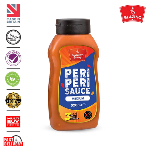 Blazing Medium Peri Peri Sauce 520ml, Bold & Balanced Peri Heat