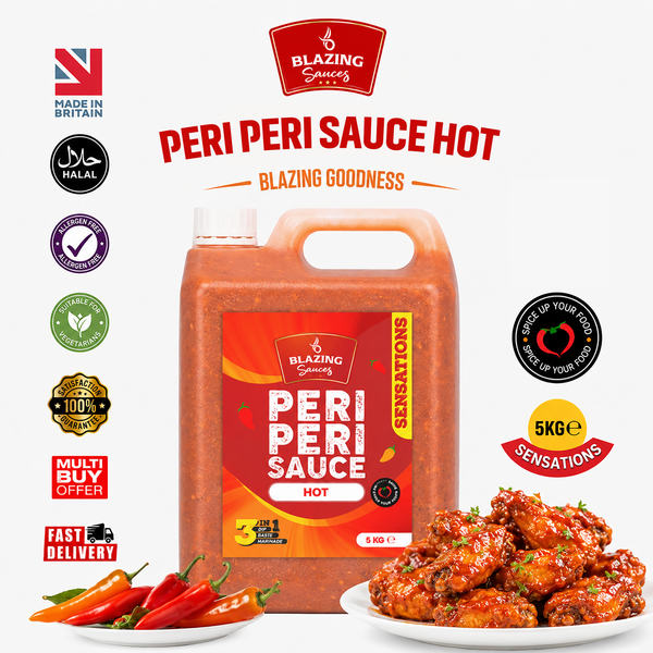 Blazing Hot Peri Peri Sauce 5kg, Fiery Chicken Baste, Dip & Marinade