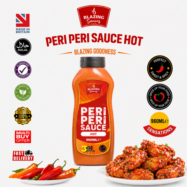 Blazing Hot Peri Peri Sauce 960ml, Fiery Chicken Baste, Dip & Marinade