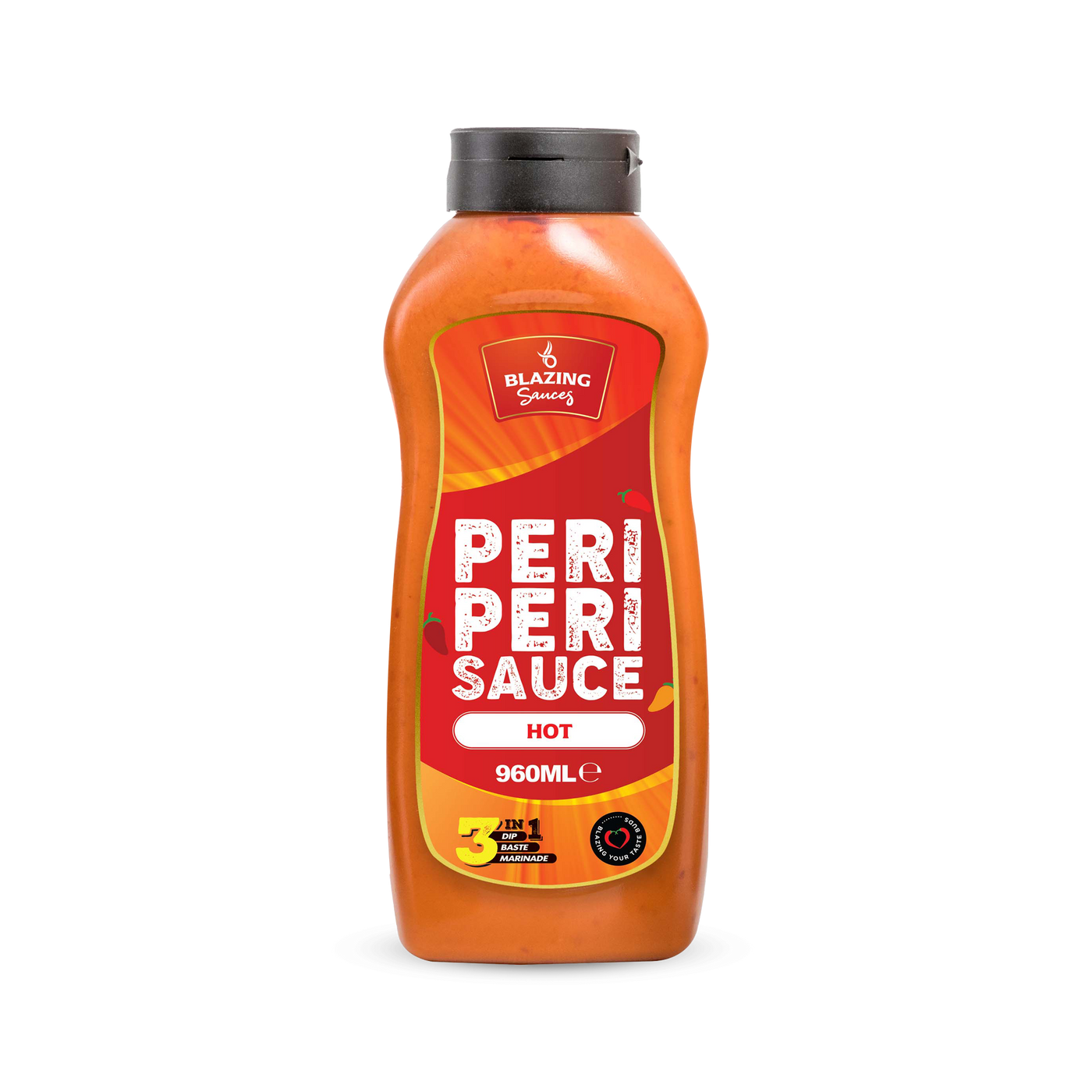 Blazing Hot Peri Peri Sauce 960ml, Fiery Chicken Baste, Dip & Marinade