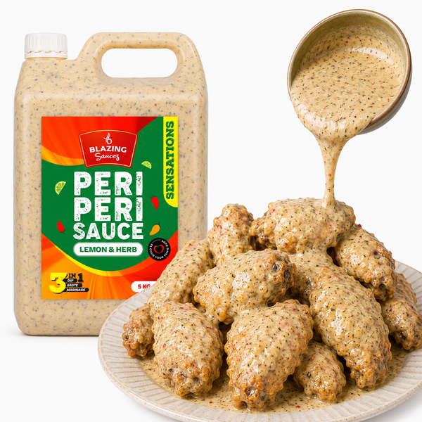 Blazing Lemon & Herb Peri Peri Sauce 5kg, Zesty Chicken Baste, Dip & Marinade
