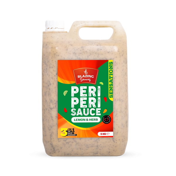 Blazing Lemon & Herb Peri Peri Sauce 5kg, Zesty Chicken Baste, Dip & Marinade