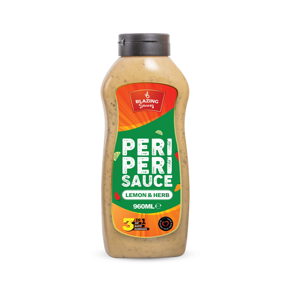 Blazing Lemon & Herb Peri Peri Sauce 960ml, Zesty Chicken Baste, Dip & Marinade