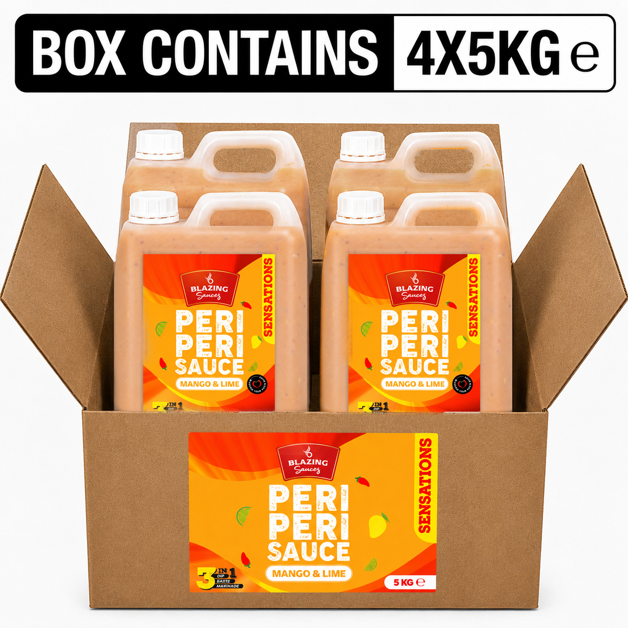 Blazing Peri Peri Mango & Lime Sauce 5kg, Sweet & Zesty Chicken Glaze, Dip & Marinade
