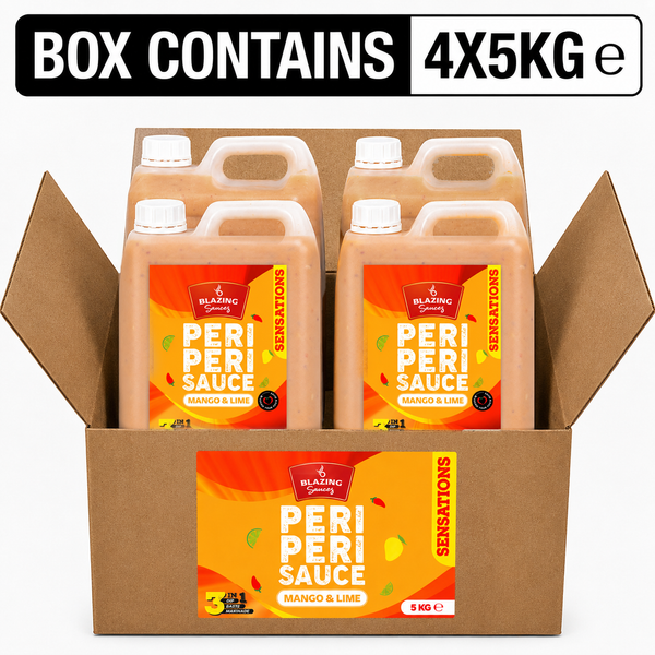 Blazing Peri Peri Mango & Lime Sauce 5kg, Sweet & Zesty Chicken Glaze, Dip & Marinade