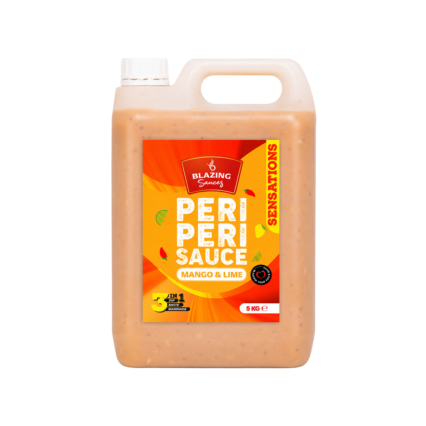Blazing Peri Peri Mango & Lime Sauce 5kg, Sweet & Zesty Chicken Glaze, Dip & Marinade