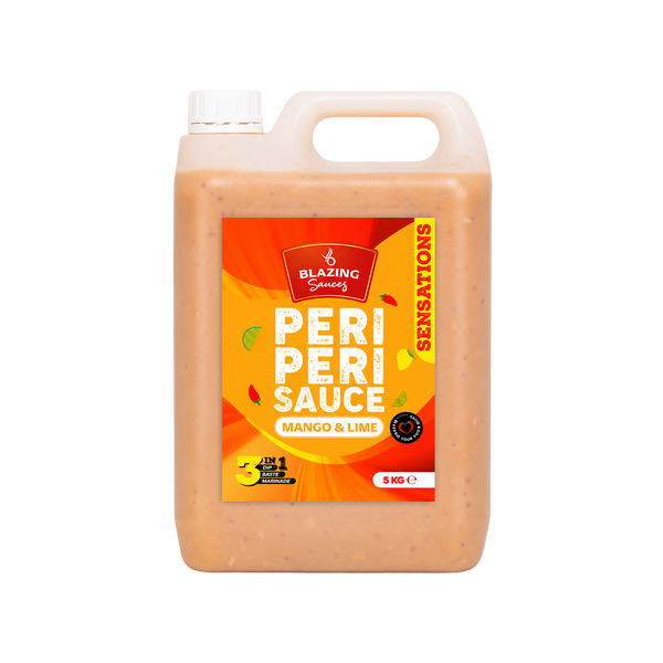 Blazing Peri Peri Mango & Lime Sauce 5kg, Sweet & Zesty Chicken Glaze, Dip & Marinade