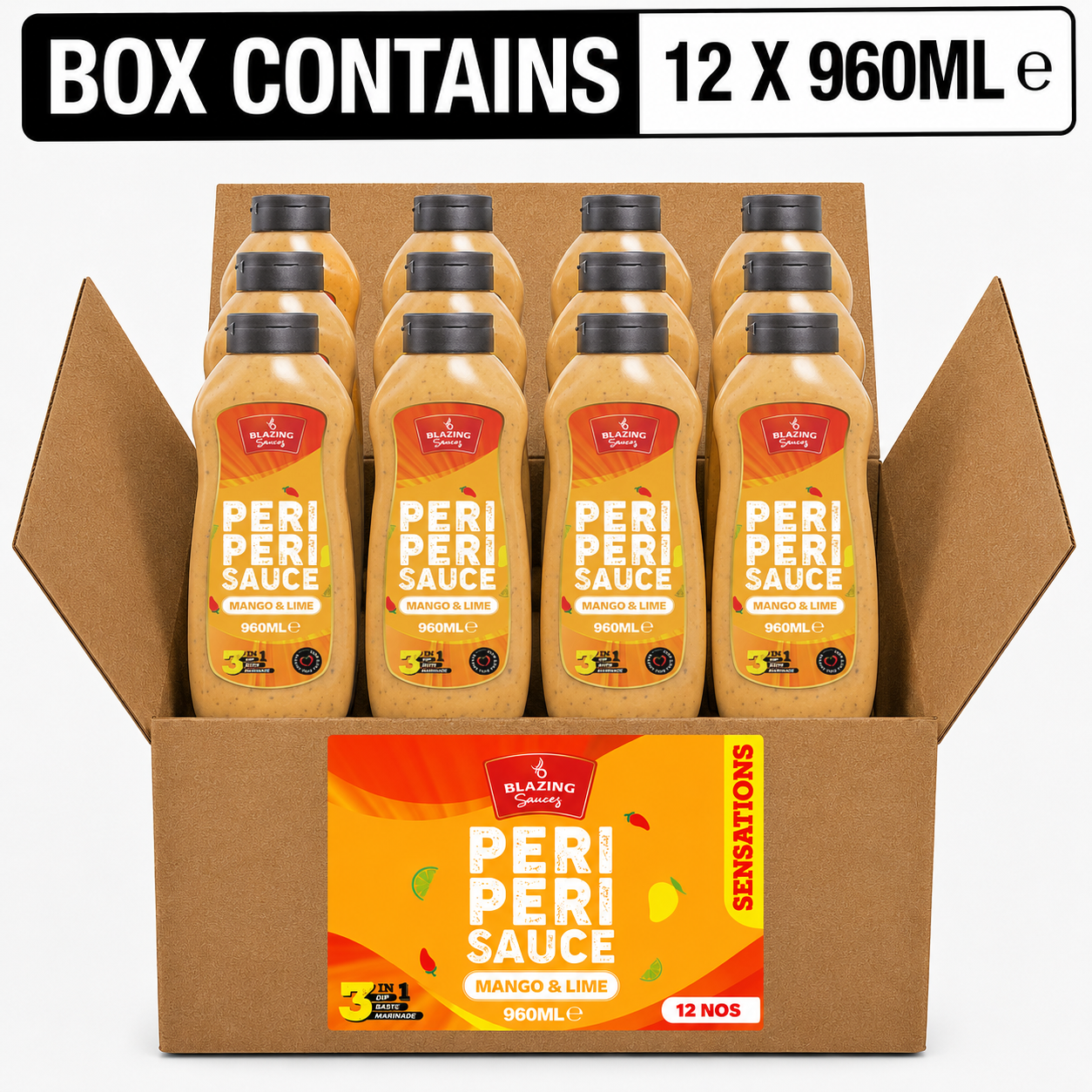 Blazing Peri Peri Mango & Lime Sauce 960ml, Sweet & Zesty Chicken Glaze, Dip & Marinade (Copy)