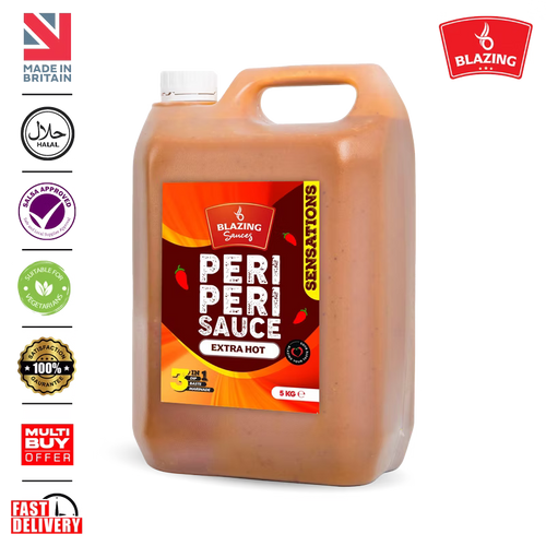 Blazing Extra Hot Peri Peri Sauce 5kg, Fiery Chicken Baste, Dip & Marinade