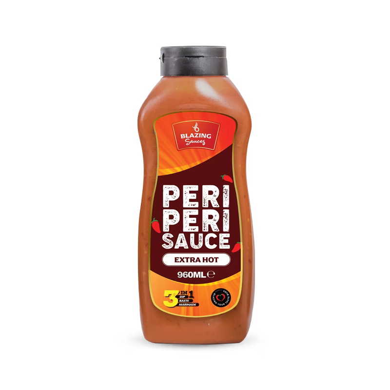 Blazing Extra Hot Peri Peri Sauce 960ml, Fiery Chicken Baste, Dip & Marinade