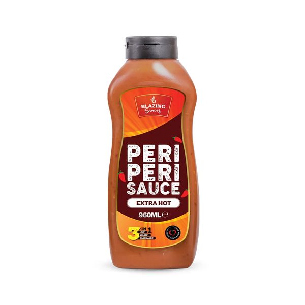 Blazing Extra Hot Peri Peri Sauce 960ml, Fiery Chicken Baste, Dip & Marinade