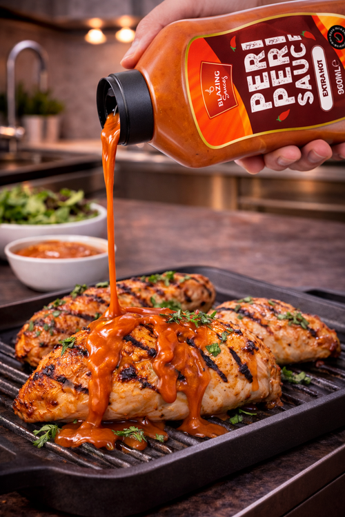 Blazing Extra Hot Peri Peri Sauce 960ml, Fiery Chicken Baste, Dip & Marinade