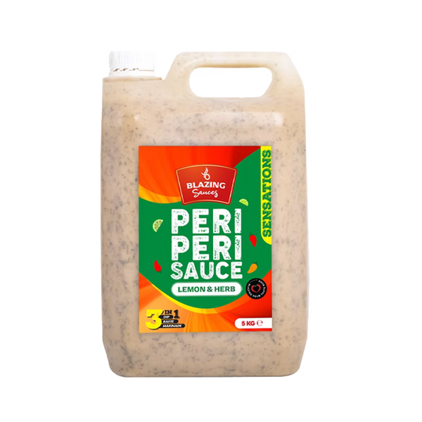 Blazing Lemon & Herb Peri Peri Sauce 5kg, Zesty Chicken Baste, Dip & Marinade