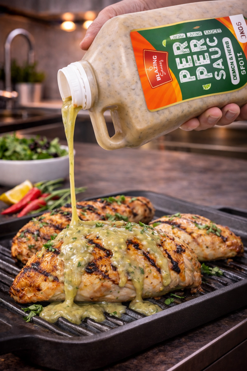 Blazing Lemon & Herb Peri Peri Sauce 5kg, Zesty Chicken Baste, Dip & Marinade