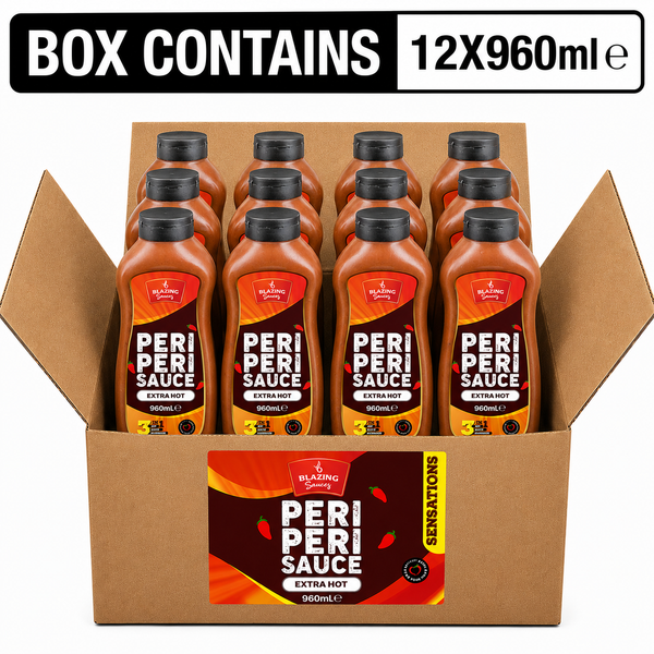 Blazing Extra Hot Peri Peri Sauce 960ml, Fiery Chicken Baste, Dip & Marinade