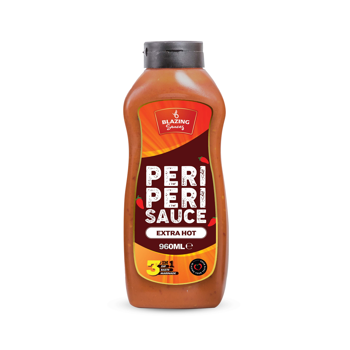 Blazing Extra Hot Peri Peri Sauce 960ml, Fiery Chicken Baste, Dip & Marinade