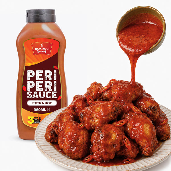 Blazing Extra Hot Peri Peri Sauce 960ml, Fiery Chicken Baste, Dip & Marinade