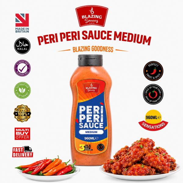 Blazing Medium Peri Peri Sauce 960ml, Bold & Balanced Peri Heat