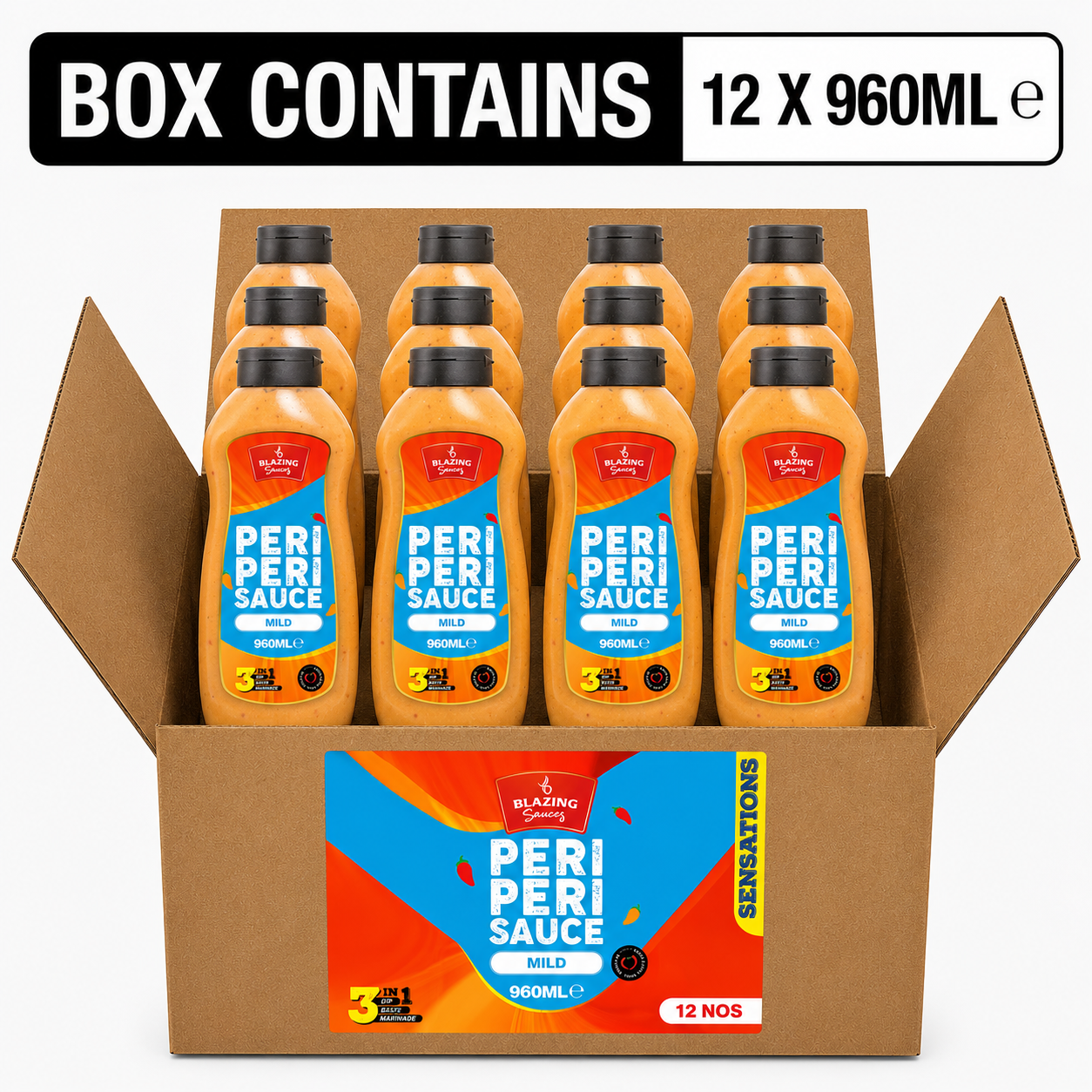 Blazing Mild Peri Peri Sauce 960ml, Subtle Spice Peri Peri Flavour