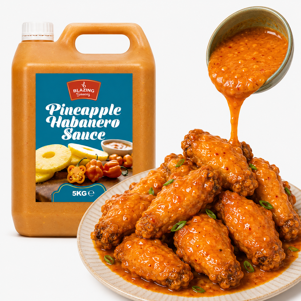 Blazing Pineapple Habanero Sauce 5kg, Sweet Heat for Chicken, Burgers and Vegetables