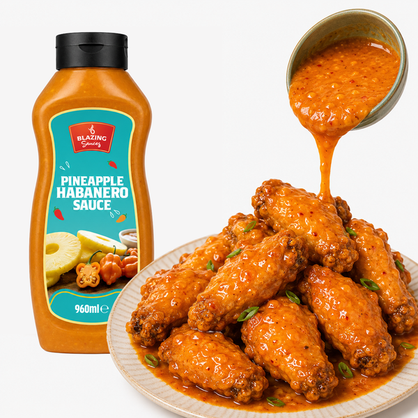 Blazing Pineapple Habanero Sauce 960ml, Sweet Heat for Chicken, Burgers and Vegetables