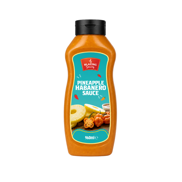 Blazing Pineapple Habanero Sauce 960ml, Sweet Heat for Chicken, Burgers and Vegetables