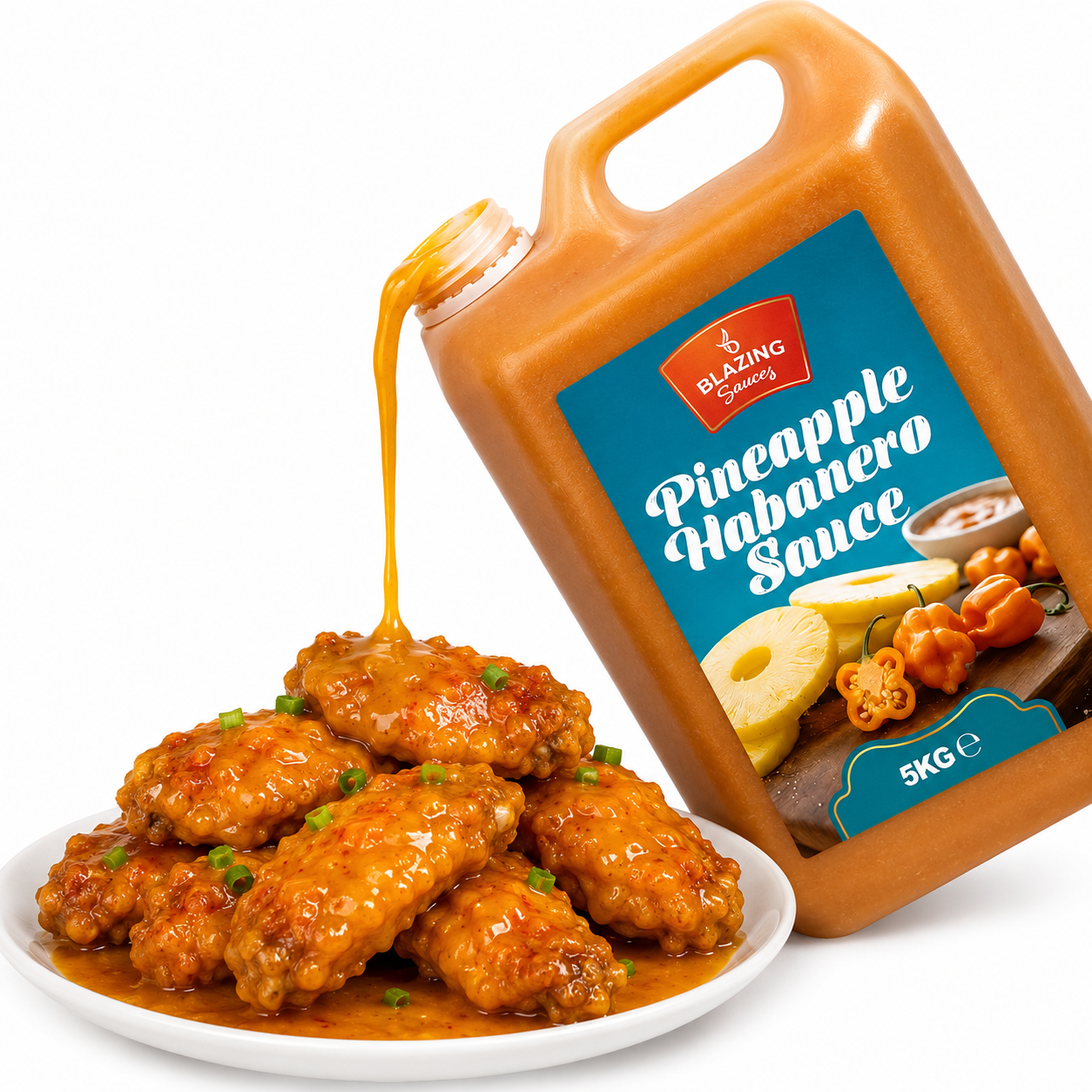 Blazing Pineapple Habanero Sauce 5kg, Sweet Heat for Chicken, Burgers and Vegetables